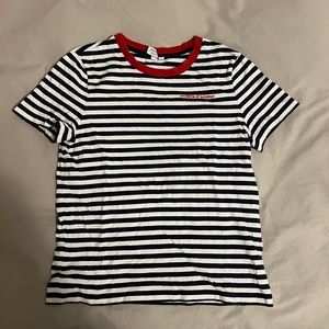 &other stories navy blue and white stripped t shirt